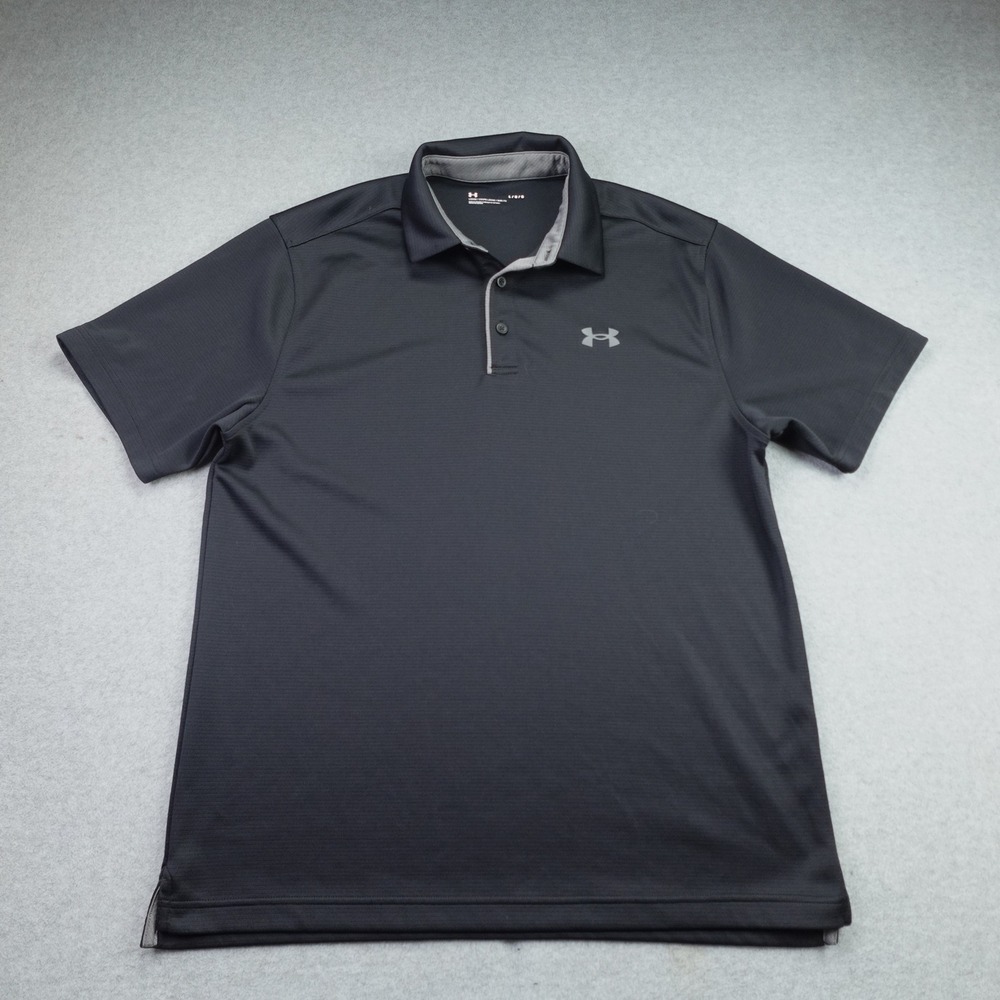Under Armour Polo Shirt Mens Large Black Loose Fit Performance Golf
